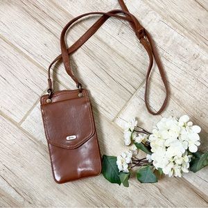 Vintage Koltov Brown Leather Crossbody Handbag 1996 With Mirror